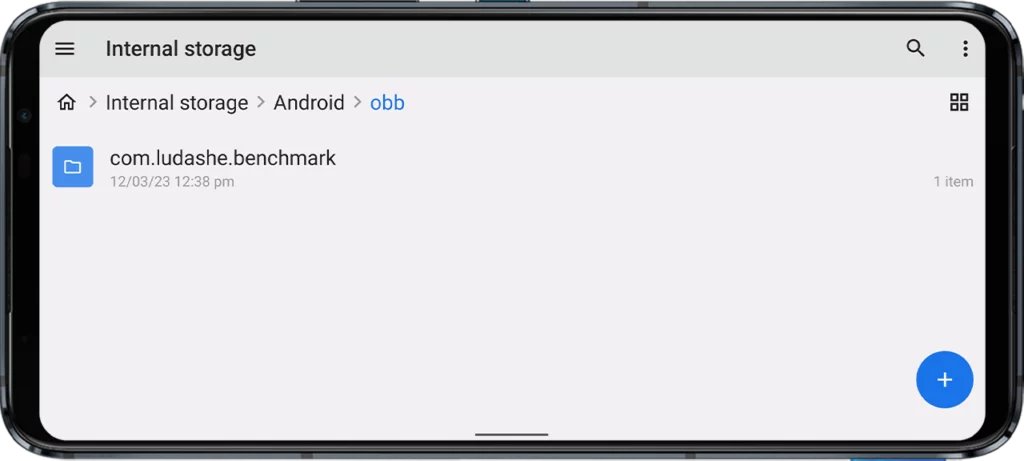 Copy com.ludashe.benchmark folder to Android OBB folder
